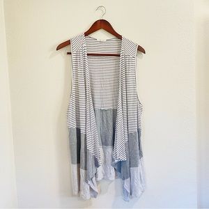 Maurices Long Cardigan Vest Sleeveless Top Layering Stripe Soft Waterfall Hem